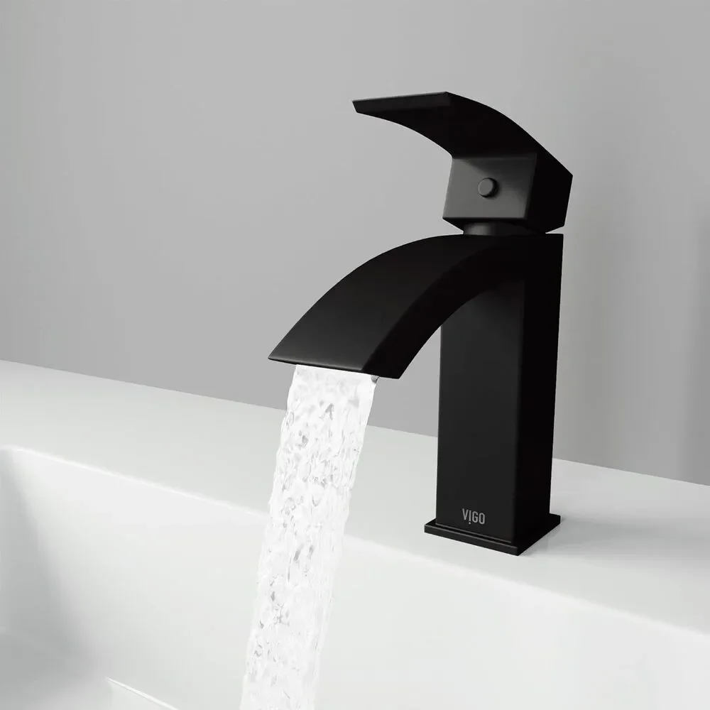 VIGO Satro 7'' H Single -Hole Bathroom Faucet in Matte Black-VG01015MB